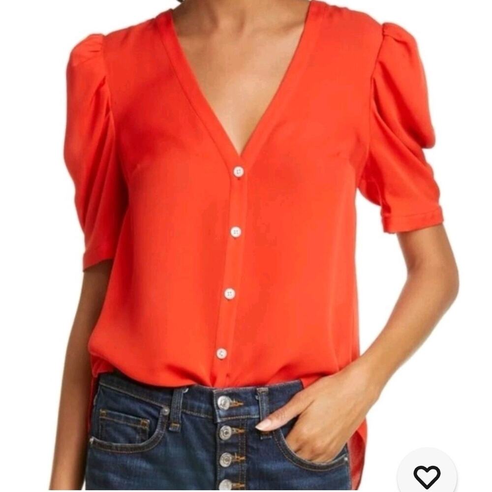 Veronica Beard Womens *IN SALMON* 100% Silk Garland Blouse Top US 00